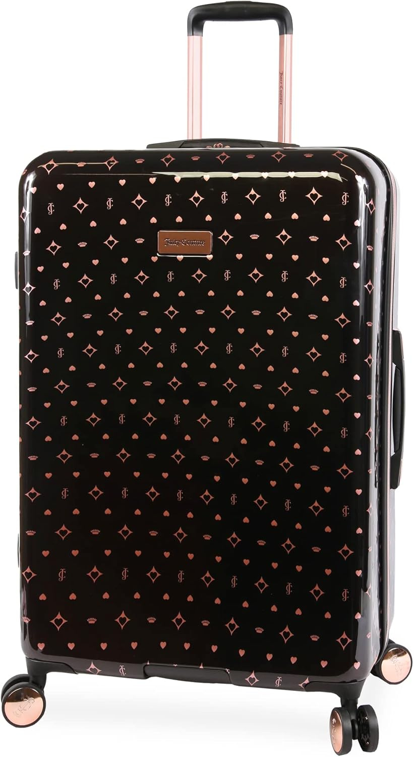 Juicy Couture Women's Arwen Spinner Luggage, Black/Rose Gold, 2pc Set