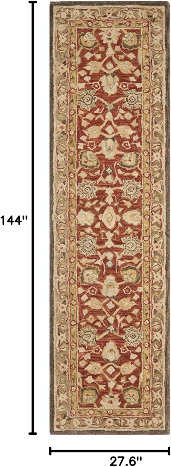 SAFAVIEH Anatolia Venice Traditional Wool Runner Rug, Rust/Green, 2'3" x 12'