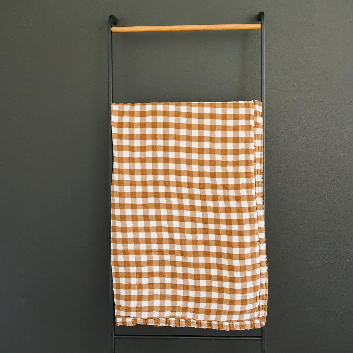 Brown and White Gingham Cotton Muslin Toddler Quilt
