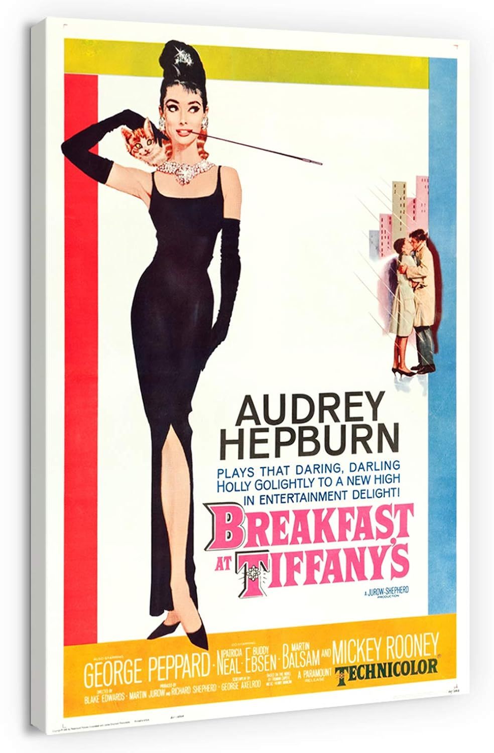 Canvas Print Wall Art - Vintage Audrey Hepburn Movie Poster Breakfast at Tiffany's - 12x18 inches