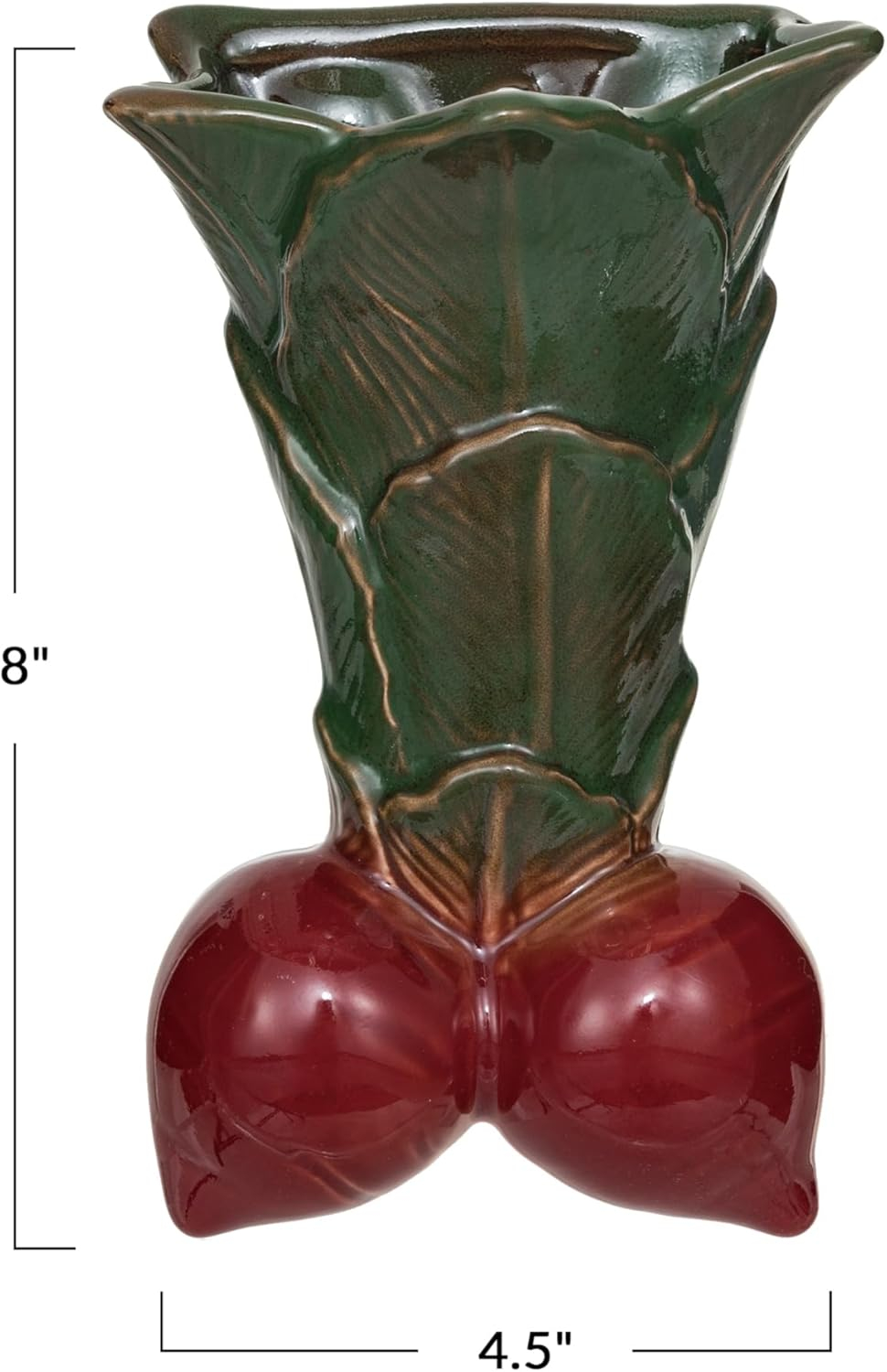 Creative Co-Op Embossed Stoneware Radish Shaped Wall Vase Planter, Green and Red
