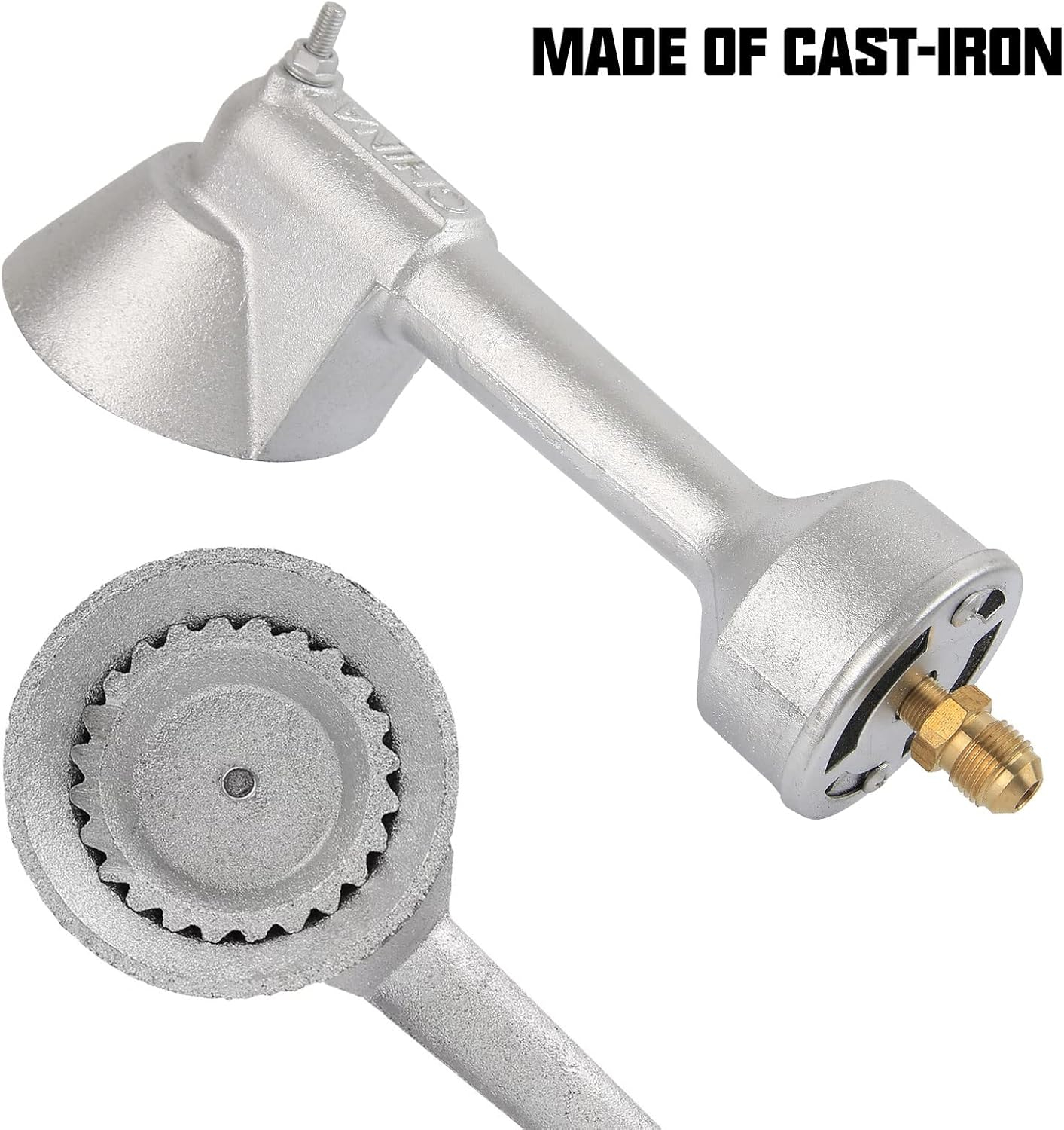 Roastove High Pressure Propane Cast-Iron Replacement Round Burner Head, Propane Burner Head with Brass Fitting Orifice