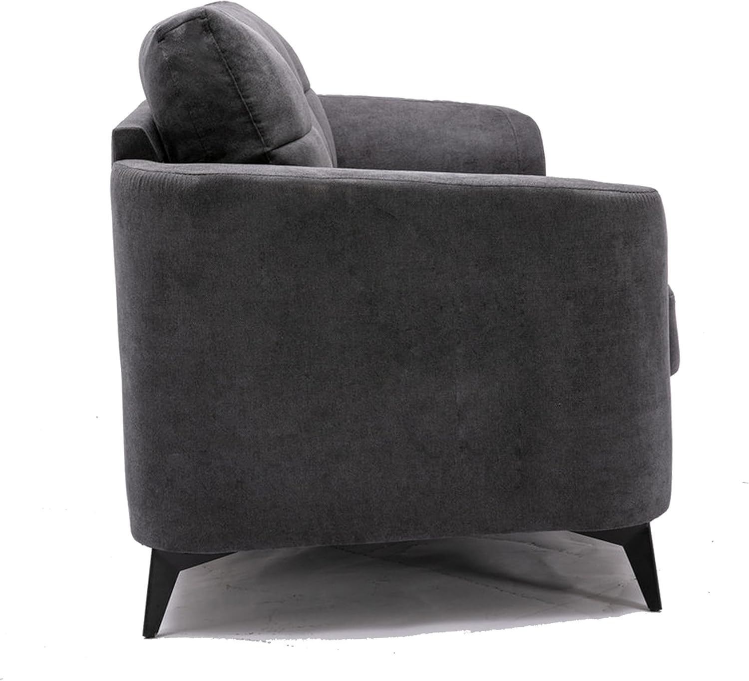 Odin 79 Inch Modern Sofa with Tufted Cushioning, Black Frame, Gray Velvet- Saltoro Sherpi