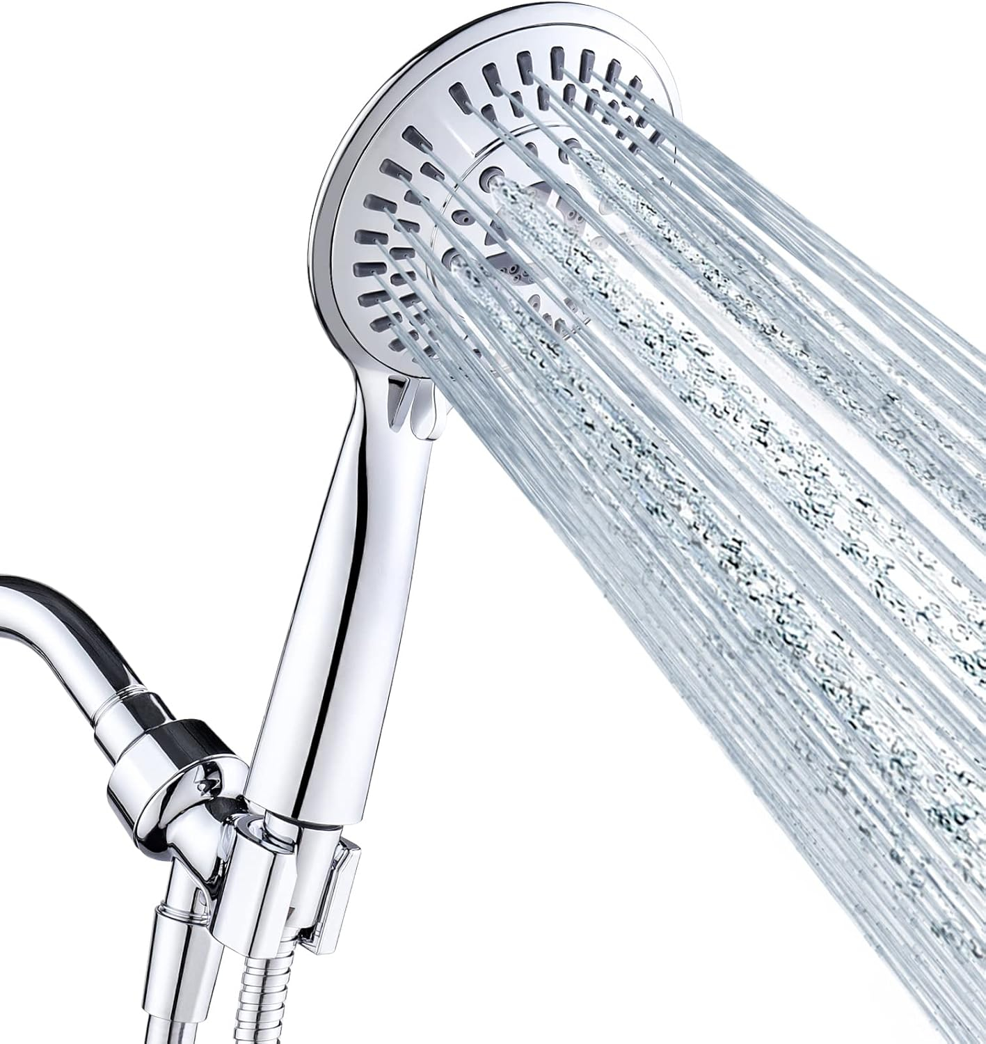 BRIGHT SHOWERS 9 Spray Settings Handheld Shower Head Set High Pressure Chrome Hand Held Showerhead with 60 Inch Flexible Shower Hose and Adjustable Shower Arm Mount Bracket