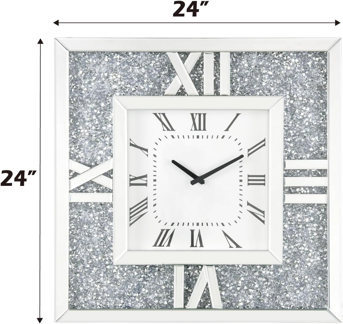 Noralie Wall Clock in Mirrored & Faux Diamonds