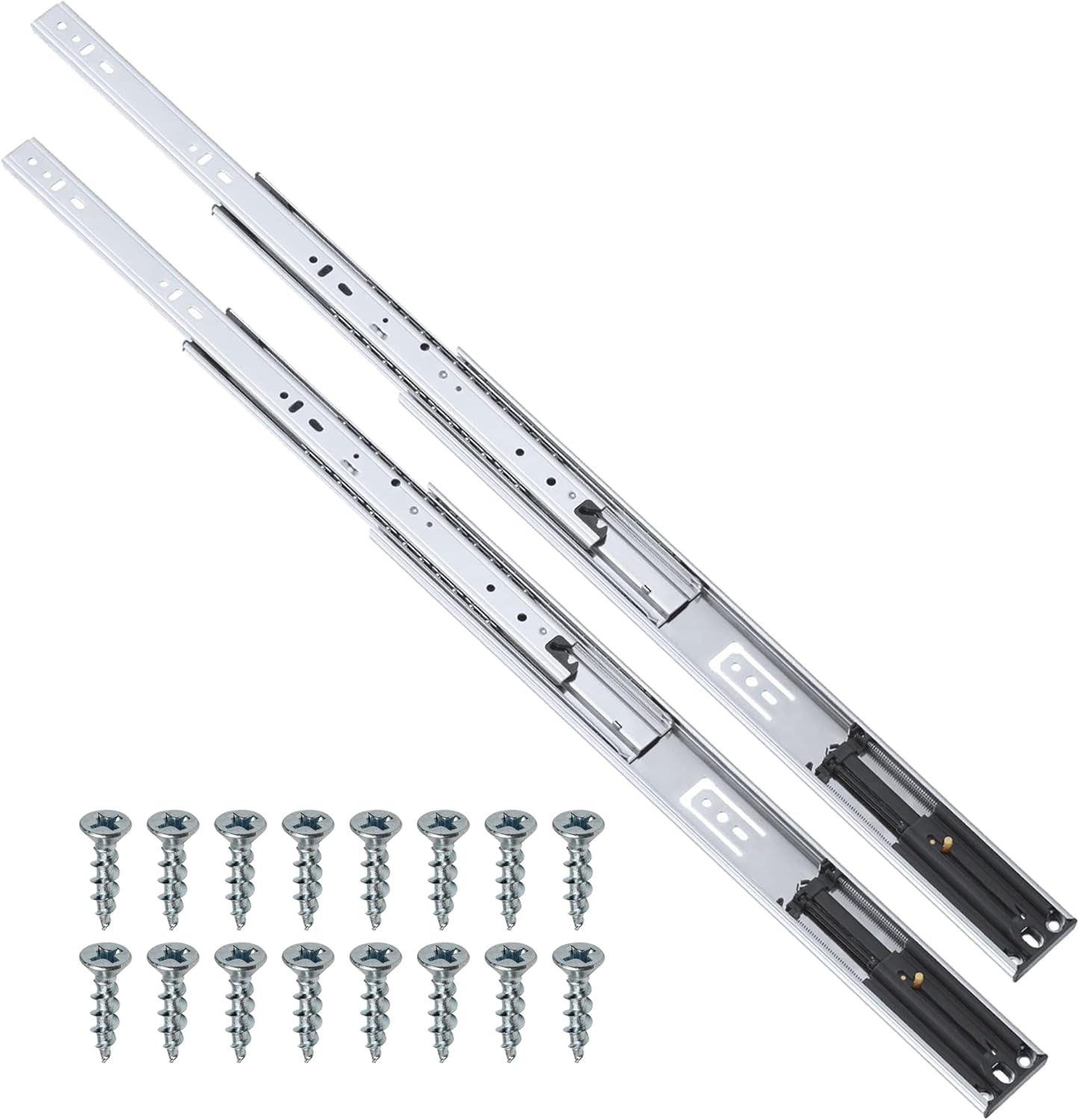 28" Zinc Full Extension Soft Close Drawer Slides with Mounting Screws