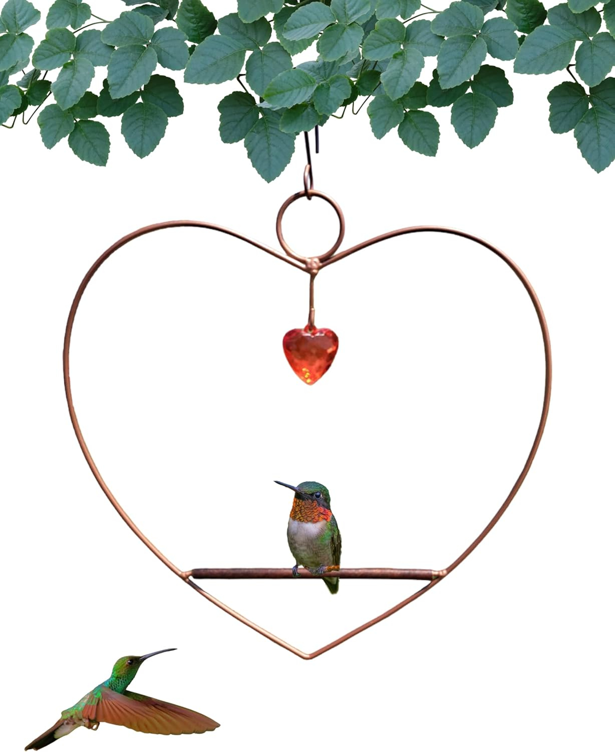 Songbird Essentials Hummingbird Swing for Hummingbird Feeder Copper Heart Metal