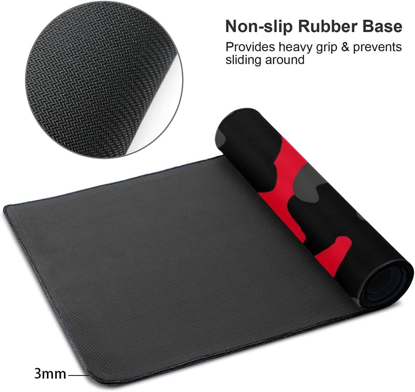 Red and Black Gaming Mouse Pad Large XL Desk Mat Camo Camouflage Long Extended Pads Big Mousepad Home Office Decor Accessories for Computer Pc Laptop