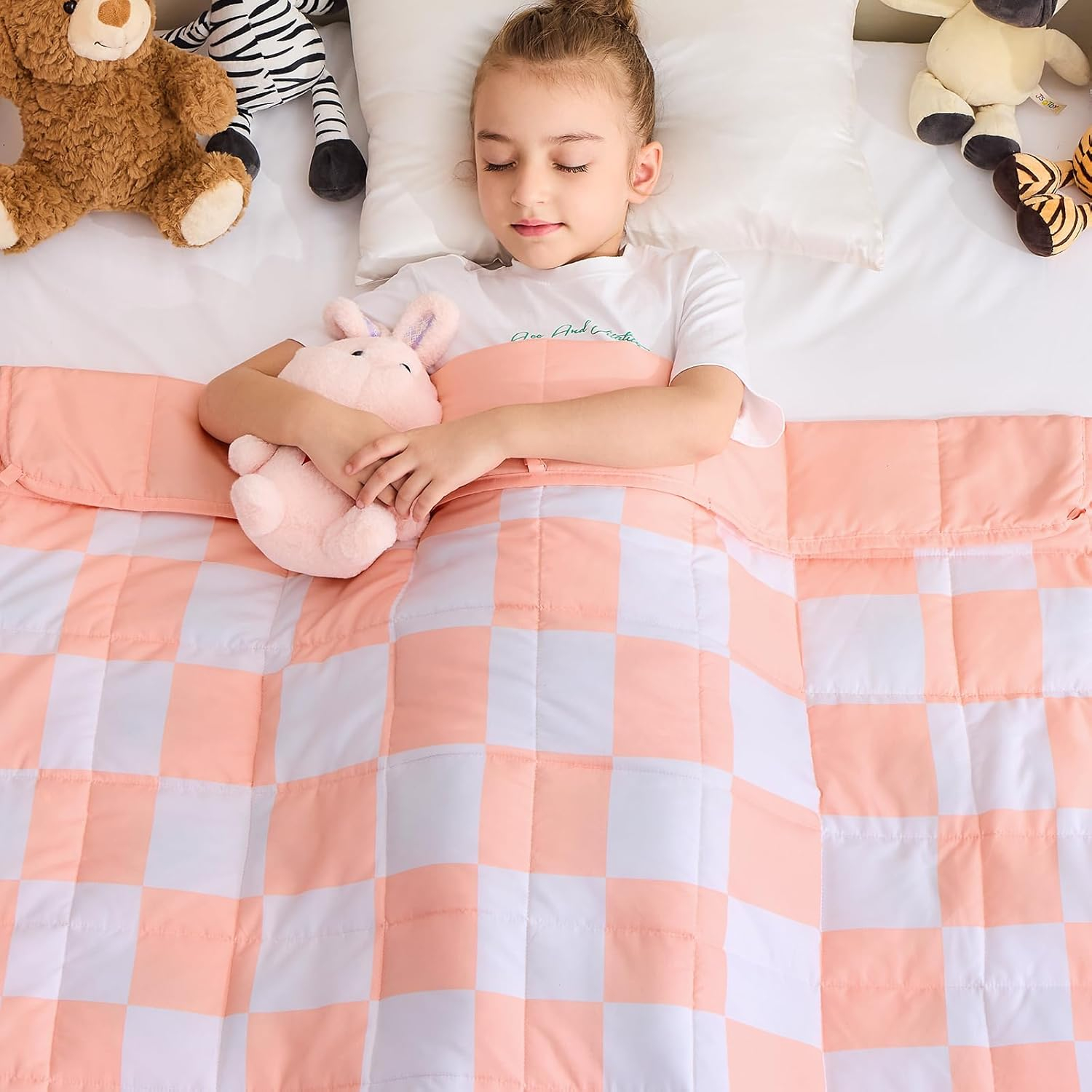 yescool Pink Checkered Weighted Blanket 3 Pounds Plaid Weighted Throw Blanket, Heavy Blanket for Sleeping, Tartan Bed Throw Blanket Gift for 20-40lbs, 36"x48"