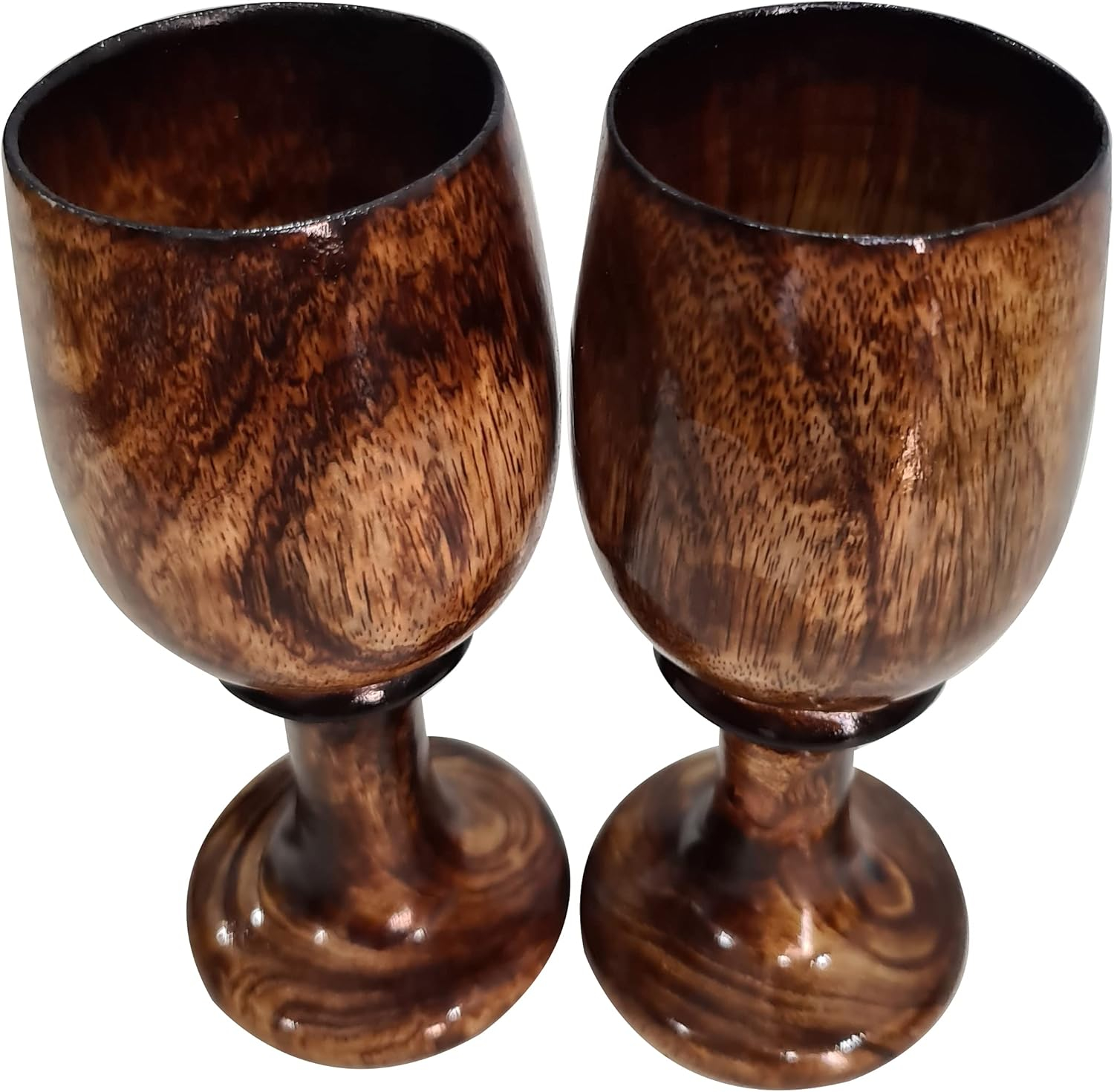 collectiblesBuy Vintage Rustic Wooden Wine Goblet Bar Drinkware Cup Wood Chalice Eco- Friendly Set of 2