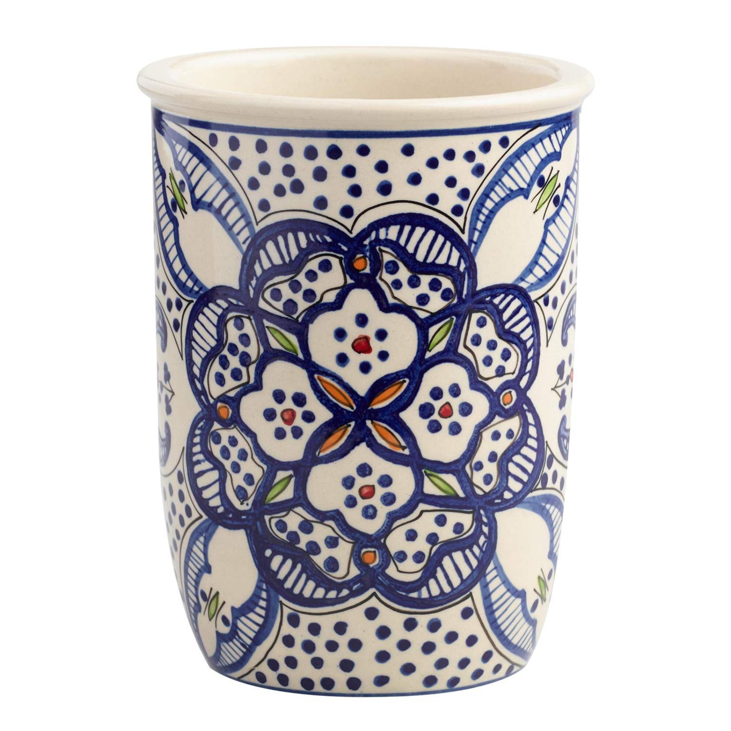 Blue and White Ceramic Tunisian Design Utensil Holder