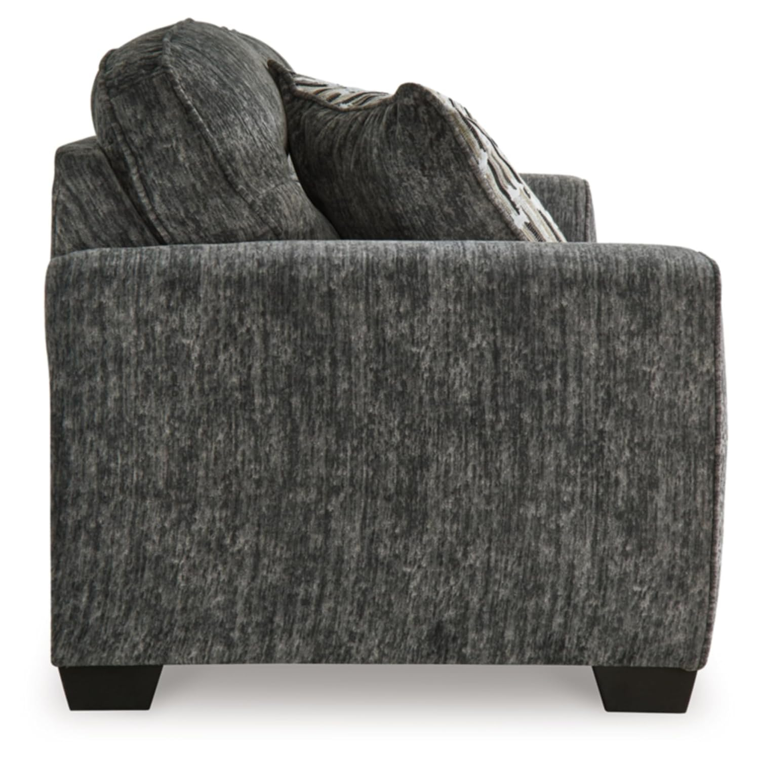 Gunmetal Gray Fabric Three Piece Sofa with Track Arms