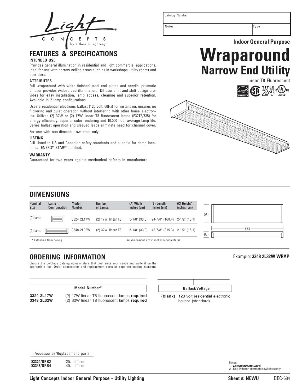 Lithonia Lighting 2-ft Wraparound Light