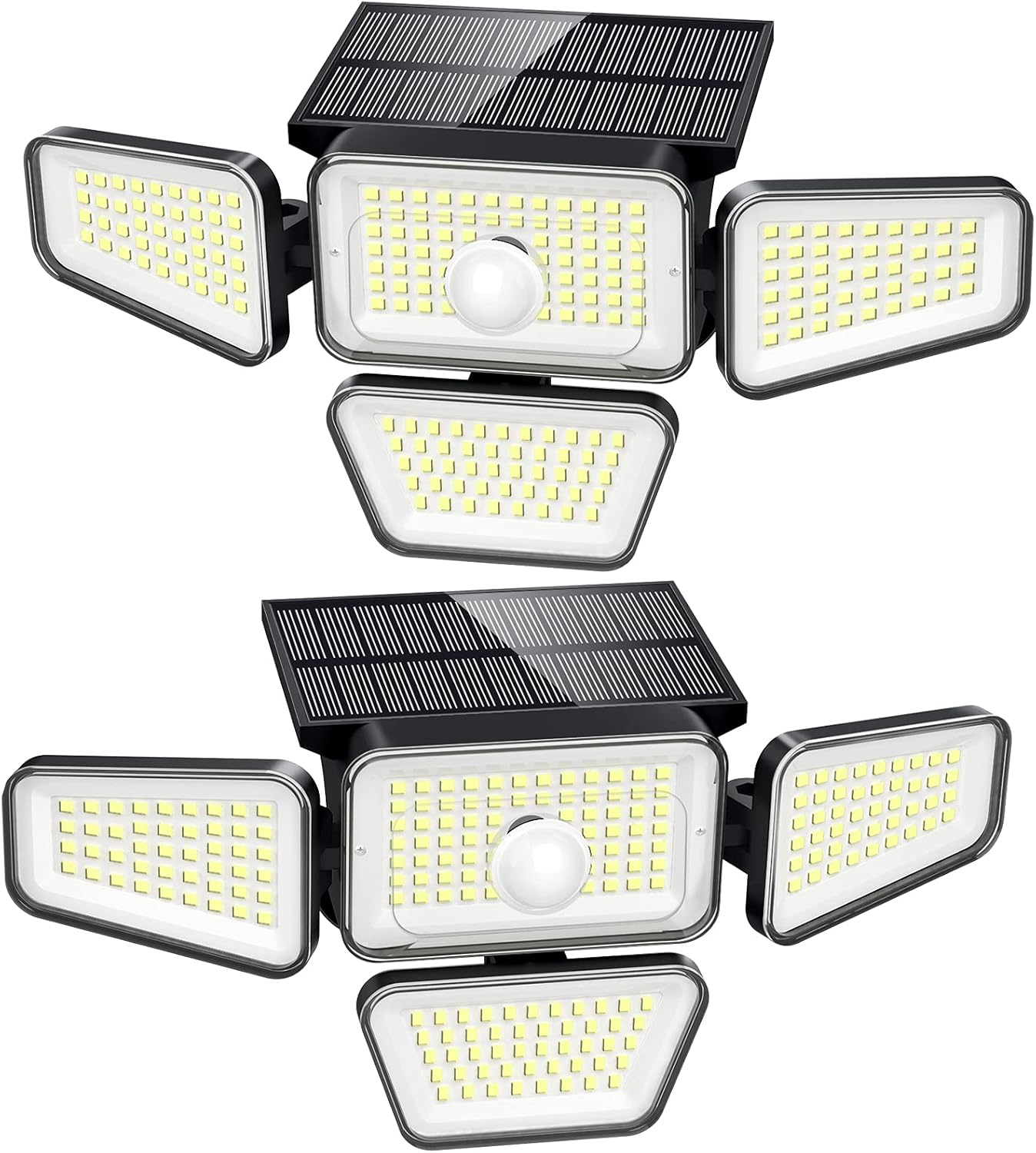 Solar Lights Outdoor, 270 LED 3000LM Motion Sensor Light, IP65 Waterproof 4 Heads 3 Modes 330°Wide Angle 6500K Solar Powered Security LED Wireless Flood Lights Luces Solares para Exteriores (2 Pack)