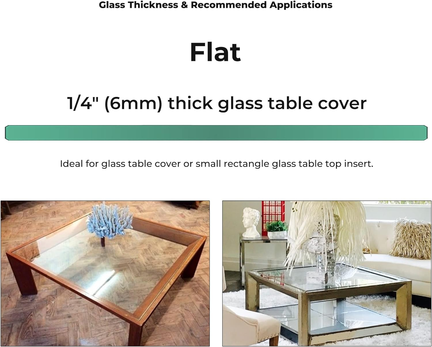 54-Inch Square Glass Table Top 1/4 Inch Thick Clear Tempered Glass with Flat Edge Polished