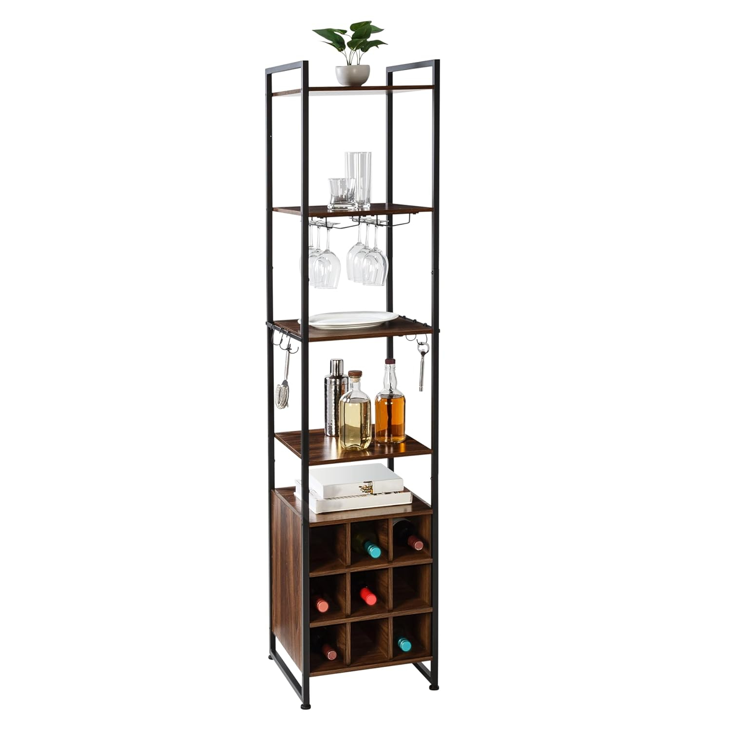 Honey-Can-Do Free-Standing Wine & Bar Storage Tower SHF-09514 Black, 150 lbs