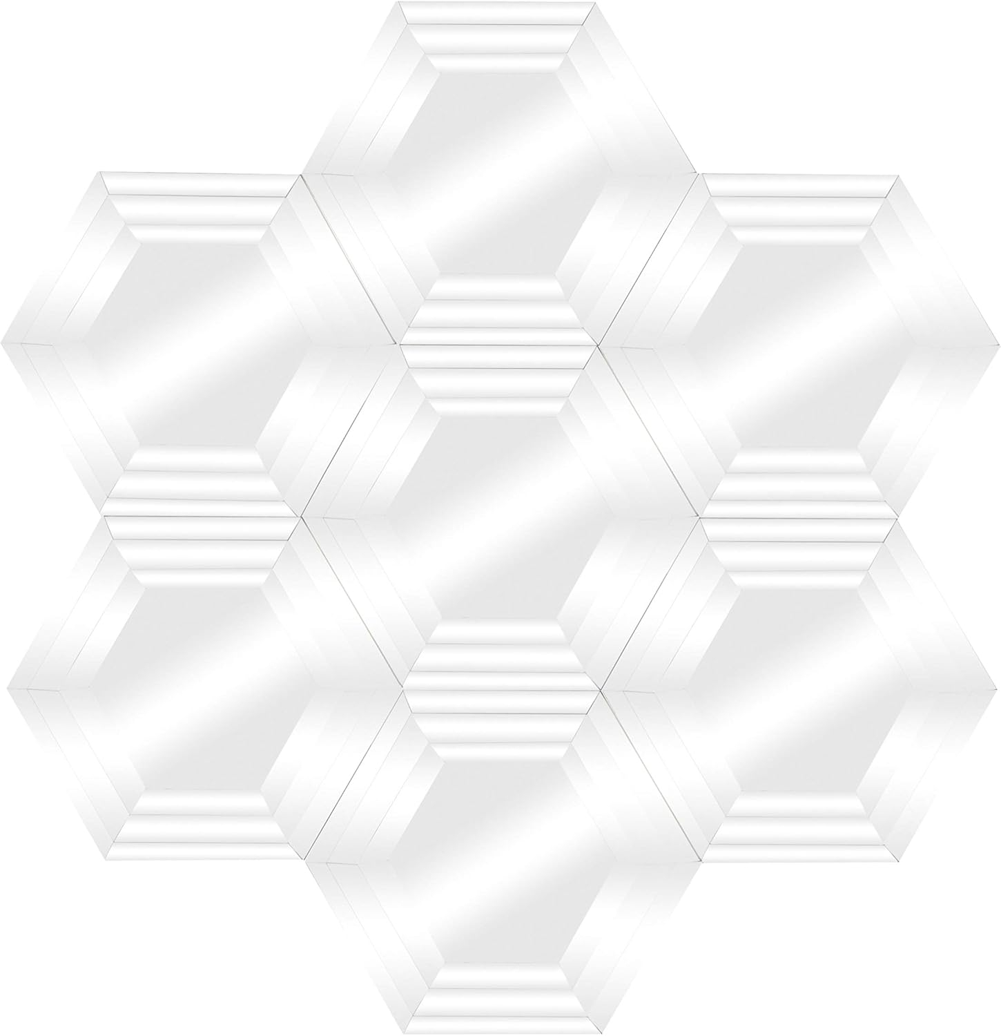 DecMode 39" x 41" Silver Honeycomb Shaped Geometric Wall Mirror