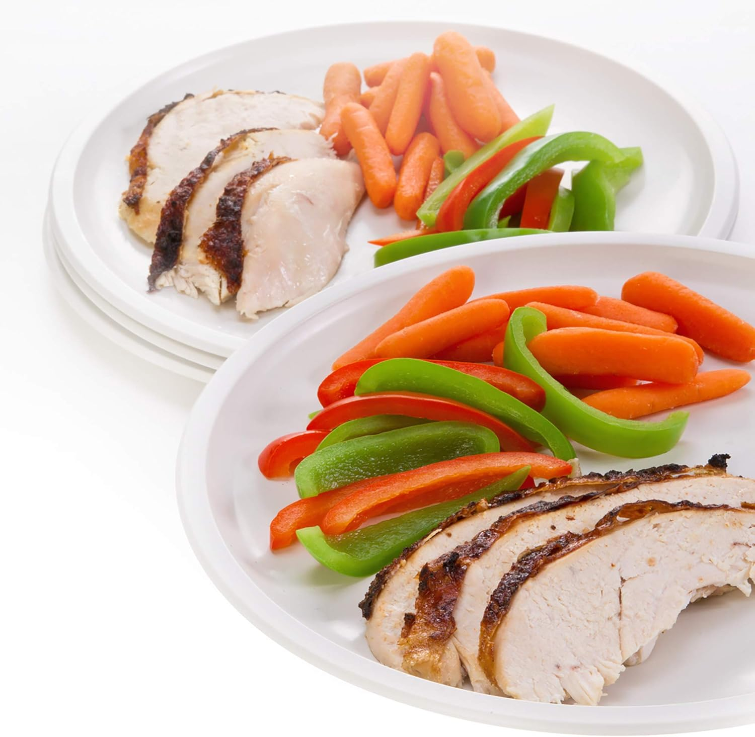 White Round Microwave-Safe Hard Plastic Plates, Set of 4