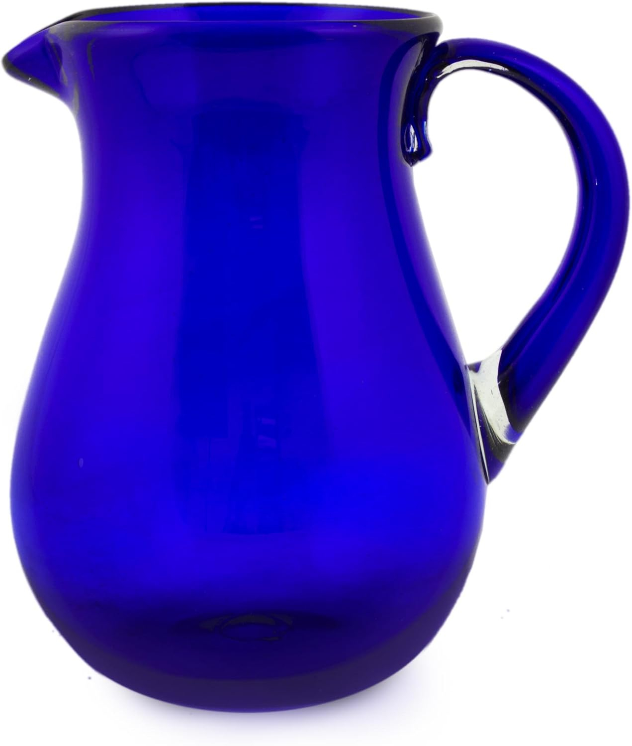 NOVICA Large Blue Hand Blown Glass Pitcher For Water, Margaritas, Lemonade, 82 Oz, 'Cobalt Charm'