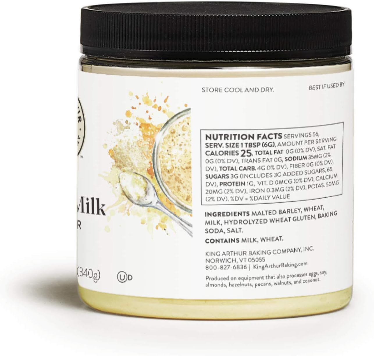King Arthur Malted Milk Powder: Premium Baking Ingredient for Classic Diner-Style Sweetness, Ideal for Milkshakes, Pancakes, and Waffles - 12 oz Jar of Authentic Malt Flavor Enhancer