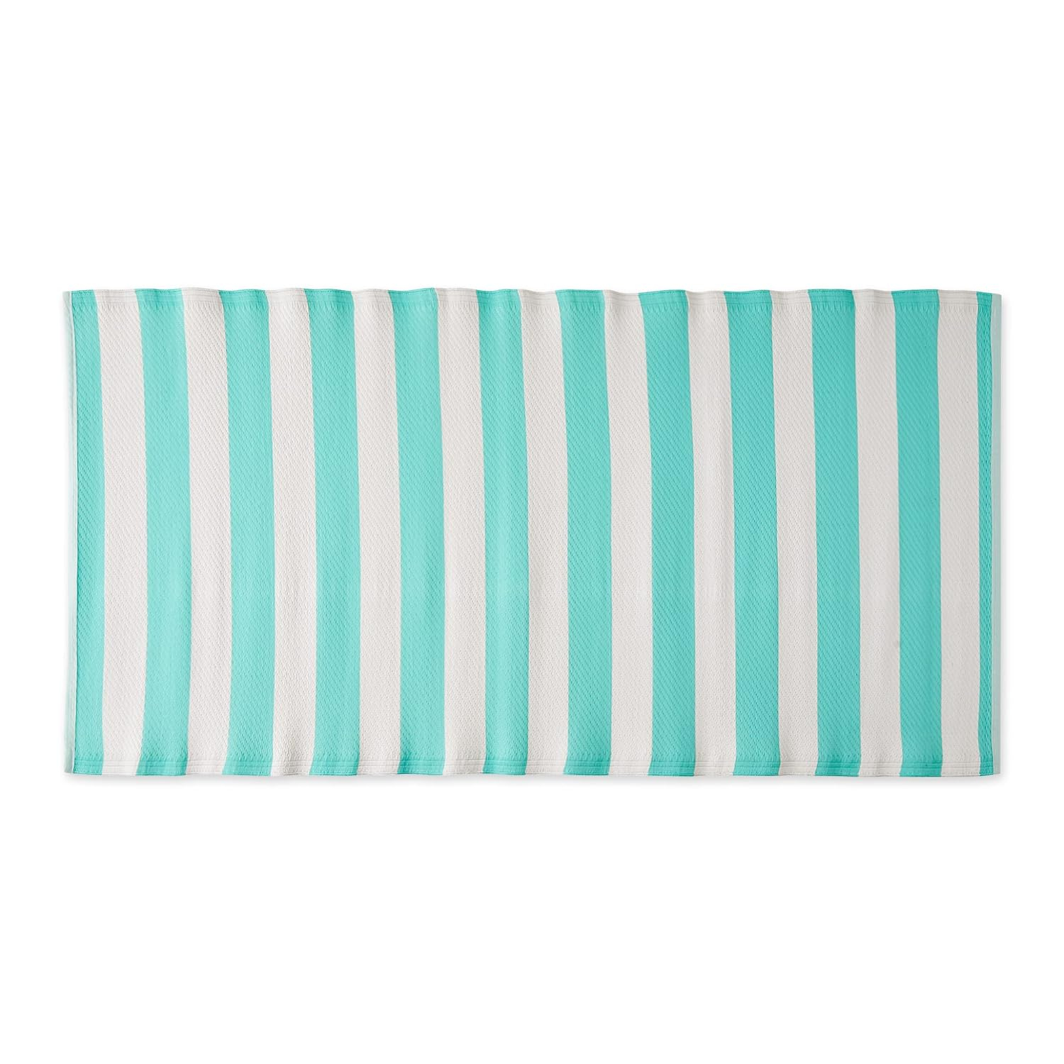 DII Outdoor Rug Collection Reversible Woven Polypropylene Mat, 3x6-Feet, Aqua & White