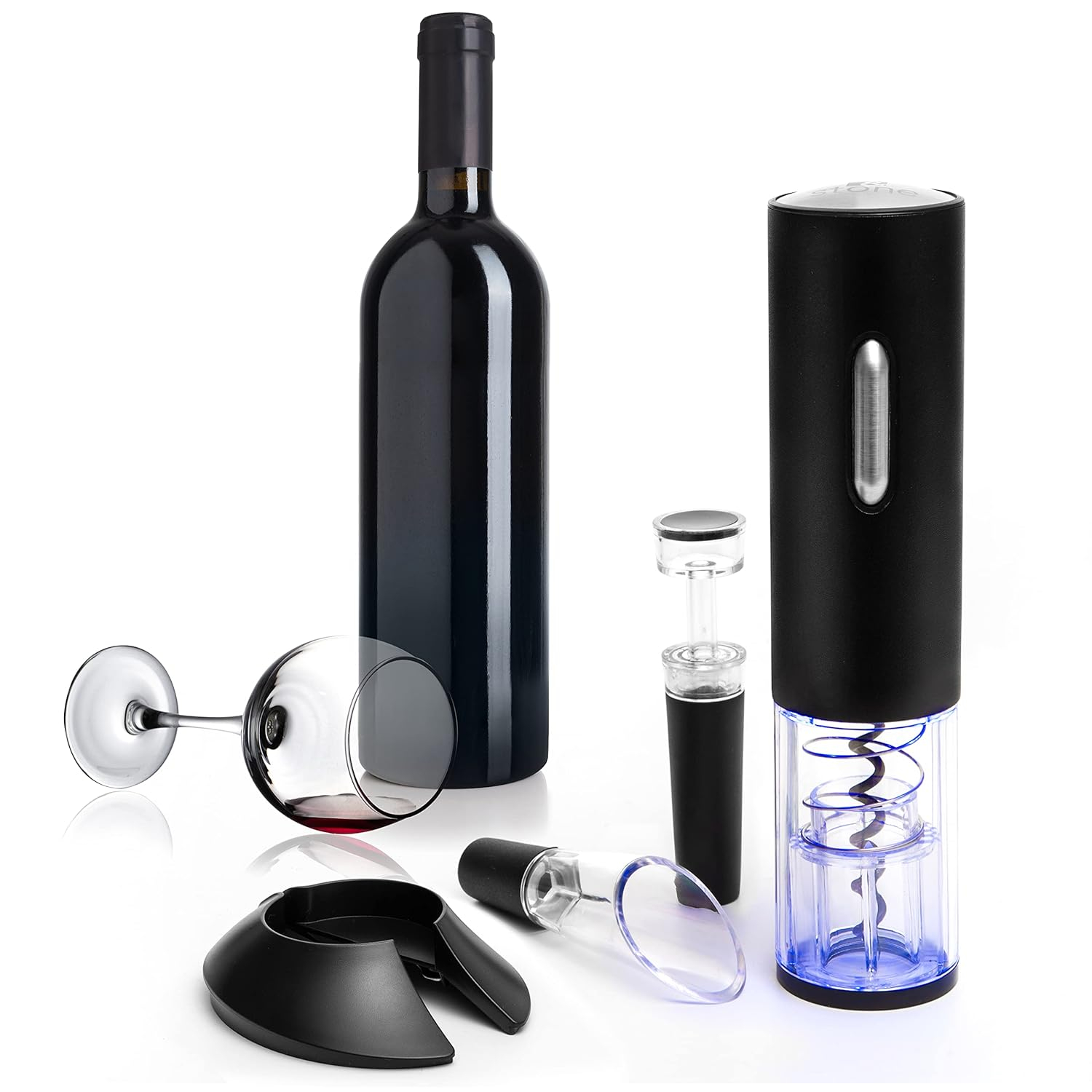 Black Stainless Steel Electric Wine Opener Set with USB Charging