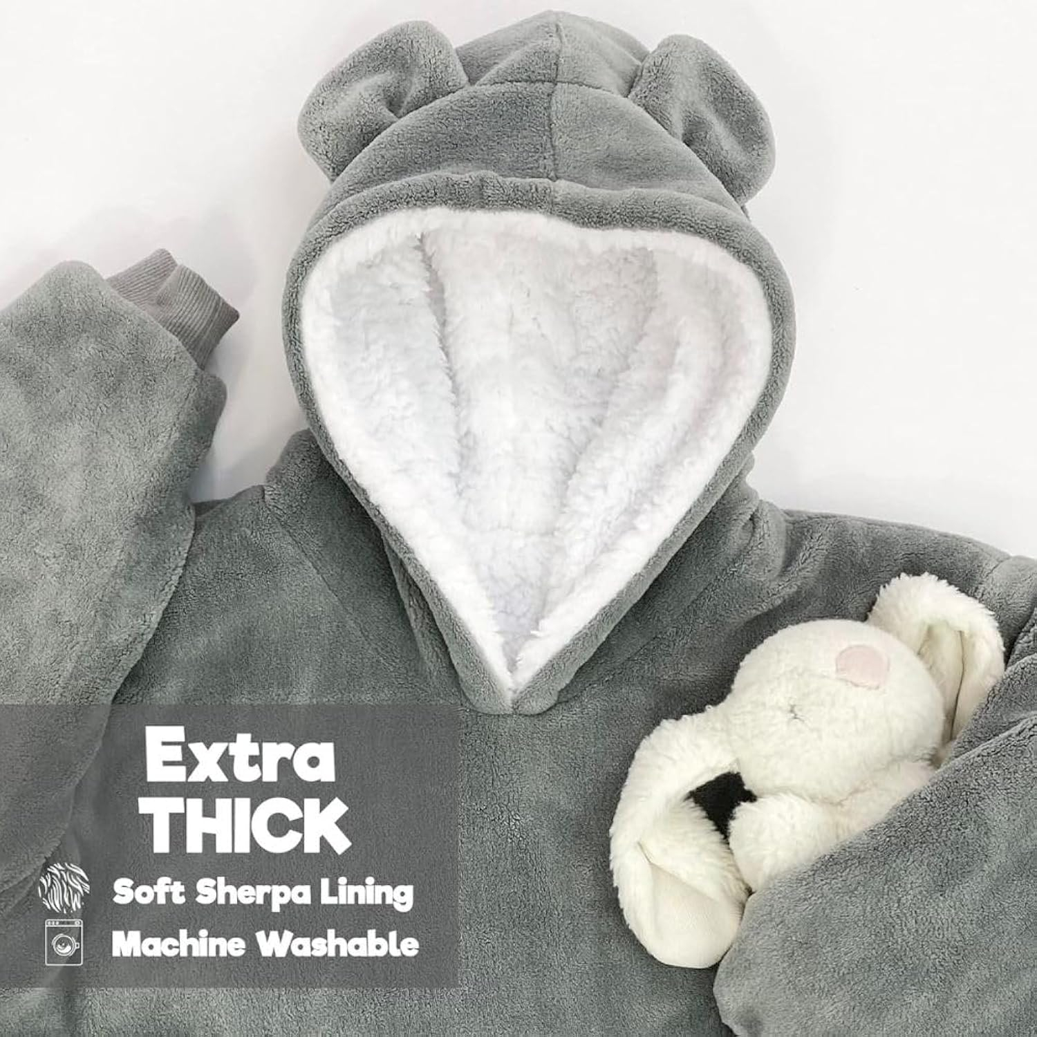 Wearable Animal Blanket Hoodie for Kids 3-10yr, Comfy Hooded Blanket for Girls and Boys, Toddler