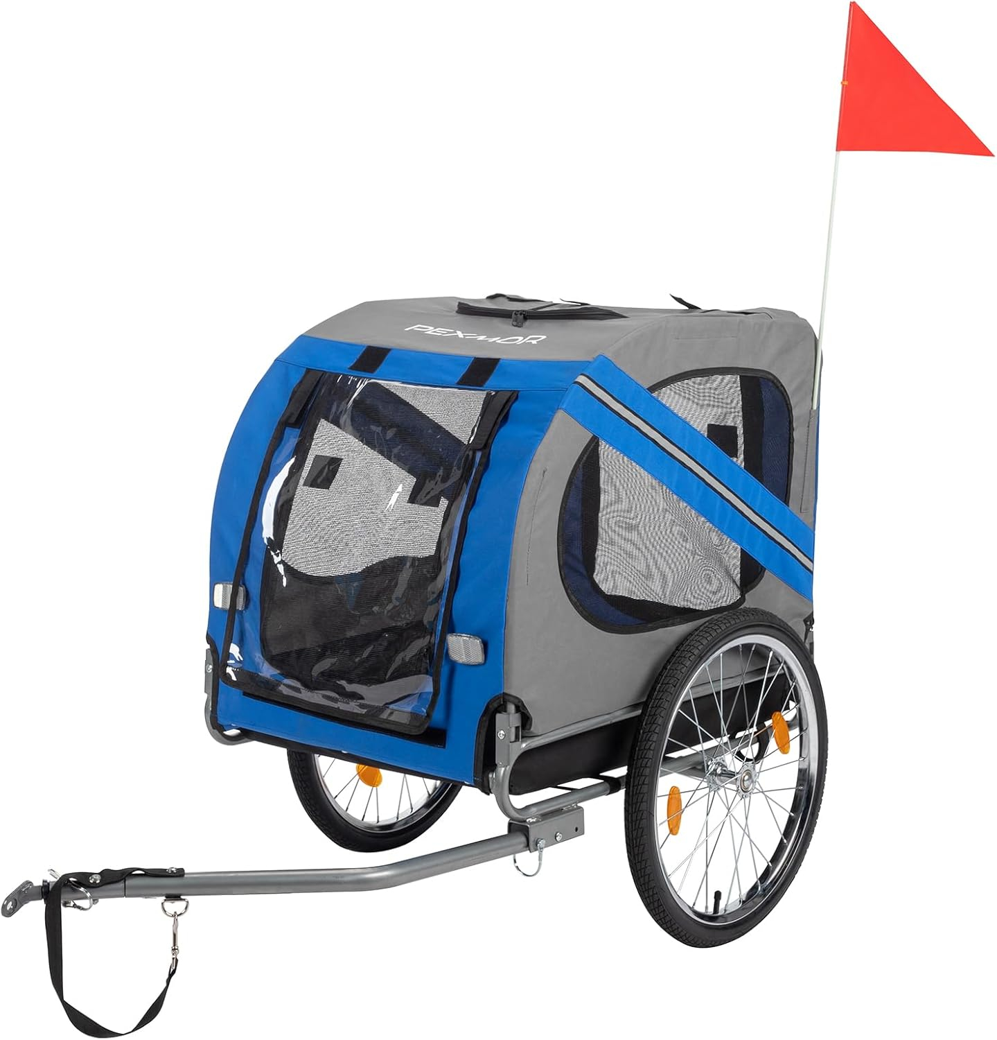 PEXMOR Dog Bike Trailer,Dog Trailer Pet Cart for Bicycle w/Universal Hitch & Quick Release 20" Wheels, Folding Bike Wagon Cargo Carrier for Dog Large Capacity w/3 Entrances & Safety Reflectors Flag