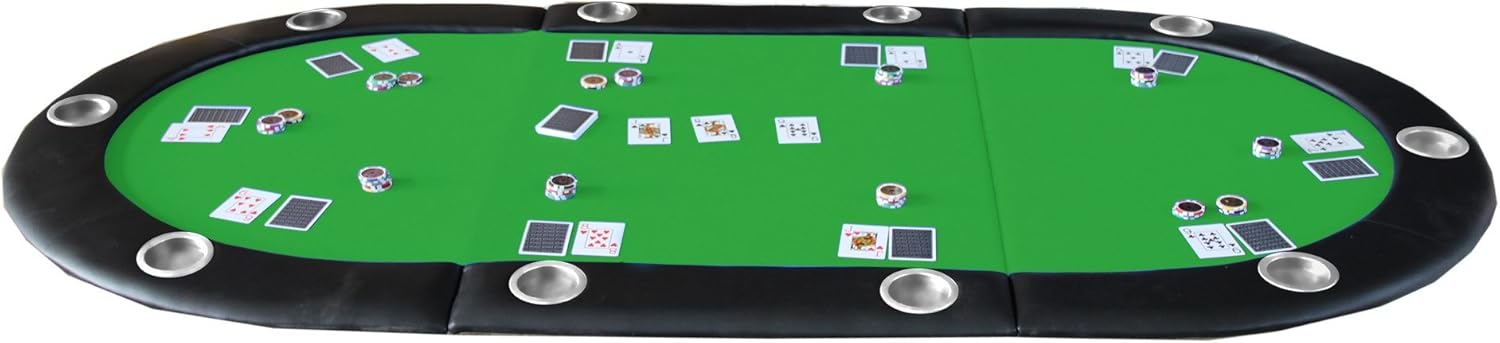 INO Design 84" 10 Players Tri-Fold Poker Table Top Casino Game Texas Holdem Blackjack Mat Card Tabletop