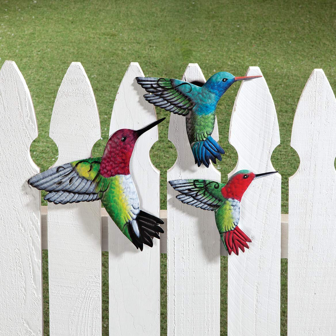 Multicolor Textured Metal Hummingbird Wall Art Set