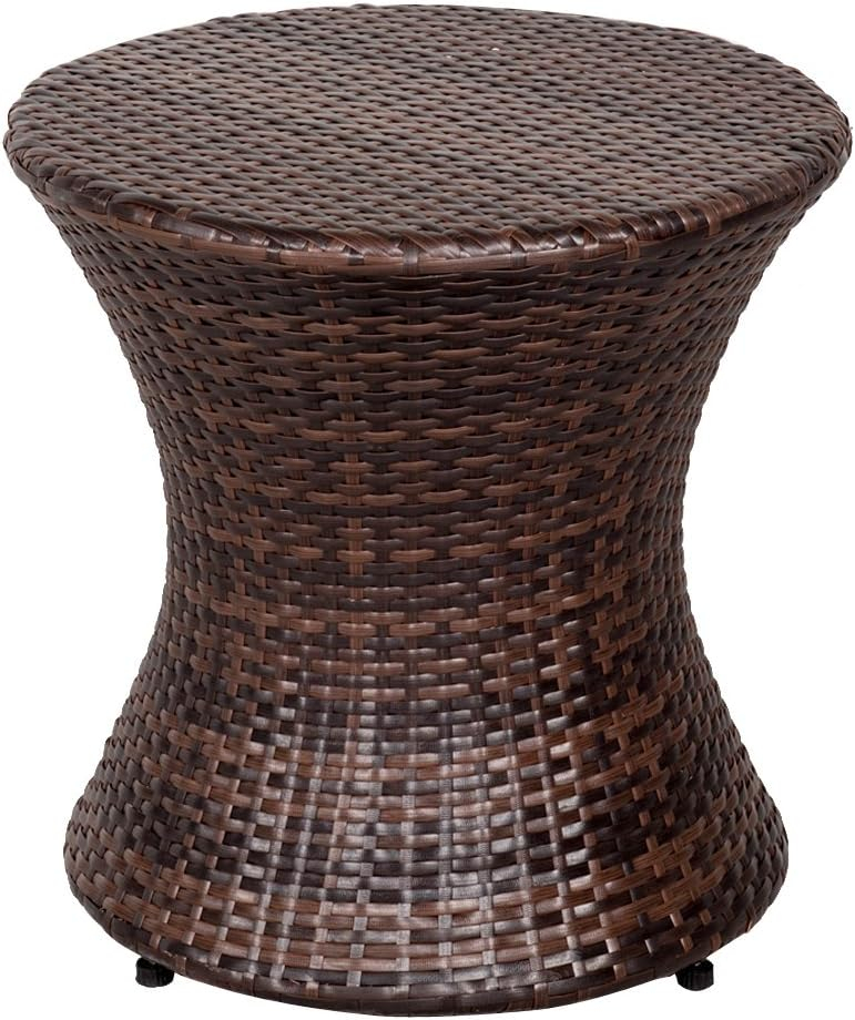 Outdoor Bistro Tables Wicker Side Table for Patio Garden Round Rattan Desk All Weather Brown