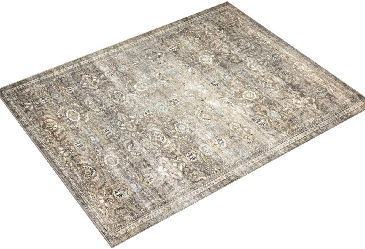 Loloi II Layla Collection, LAY-13, Antique/Moss, 9'-6" x 14', .13" Thick, Area Rug, Soft, Durable, Vintage Inspired, Distressed, Low Pile, Non-Shedding, Easy Clean, Printed, Living Room Rug