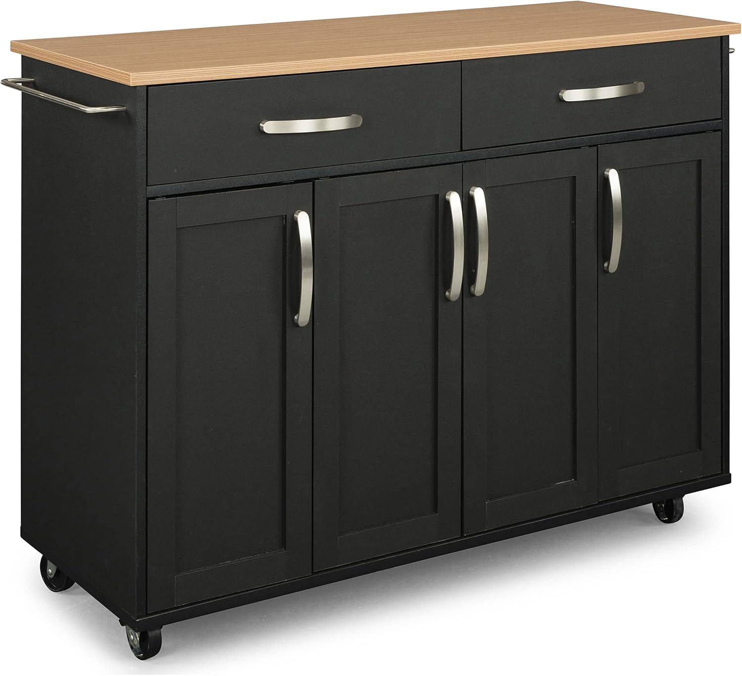 Homestyles Storage Plus Wood Kitchen Cart in Black