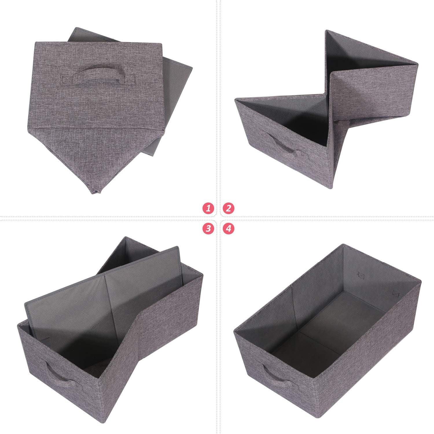 Set of 3 Closet Organizer Bins with Handle, Fabric Foldable Storage Baskets Cloth Box Containers for Shelves Home Office Clothes Clothing