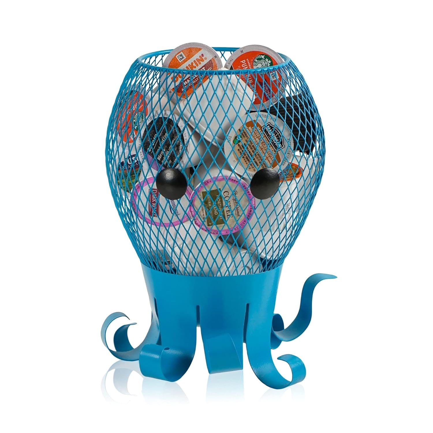 Ocean Blue Metal Octopus Coffee Pod Organizer