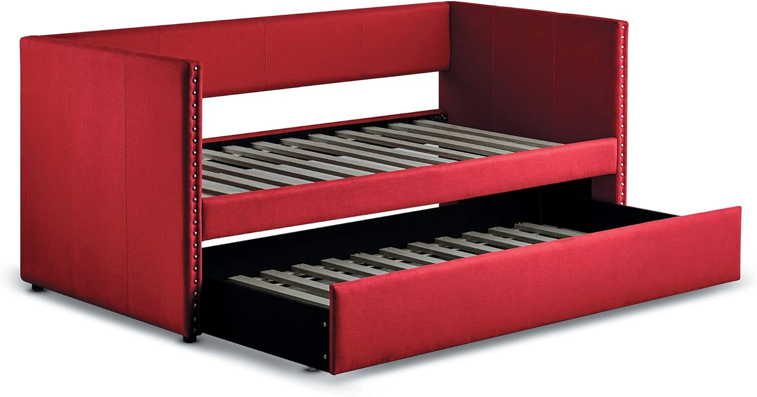 Homelegance Dufort Tuxedo Daybed with Trundle, Twin, Red
