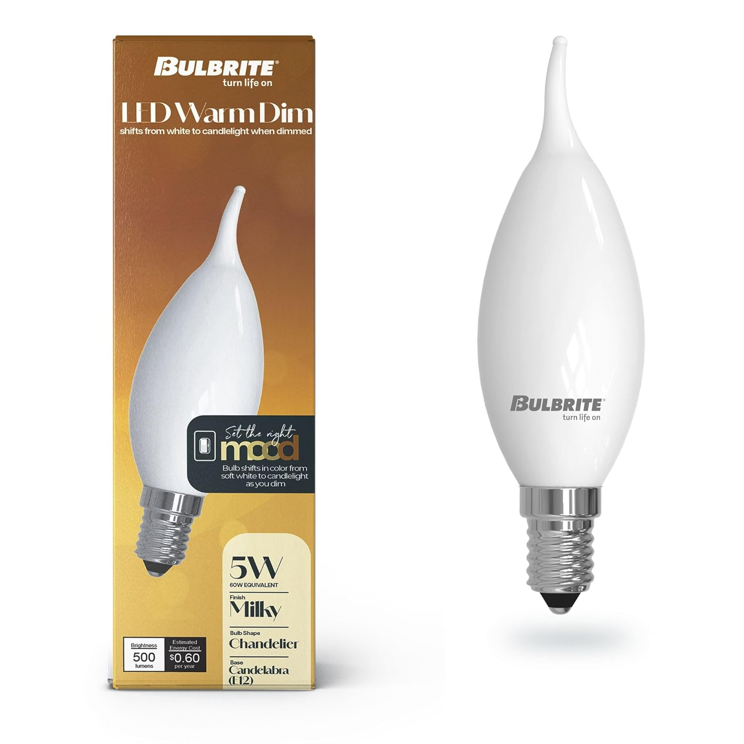 Milky White LED CA10 Decorative Dimmable Chandelier Bulb