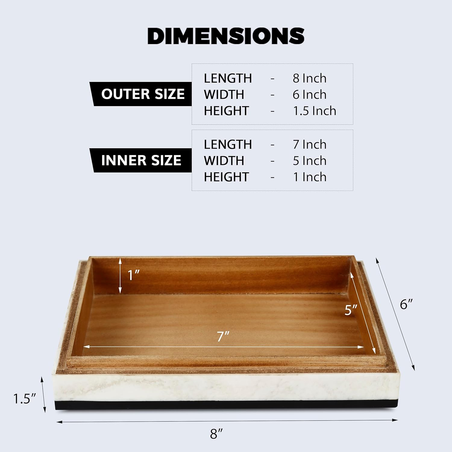 Handicrafts Home Handmade Modern Wooden Decorative Jewelry Storage Organizer Box with Lid - Keepsake Box for Home Decor, Accessories, Collectibles - Court, 8X6X1.5 inch