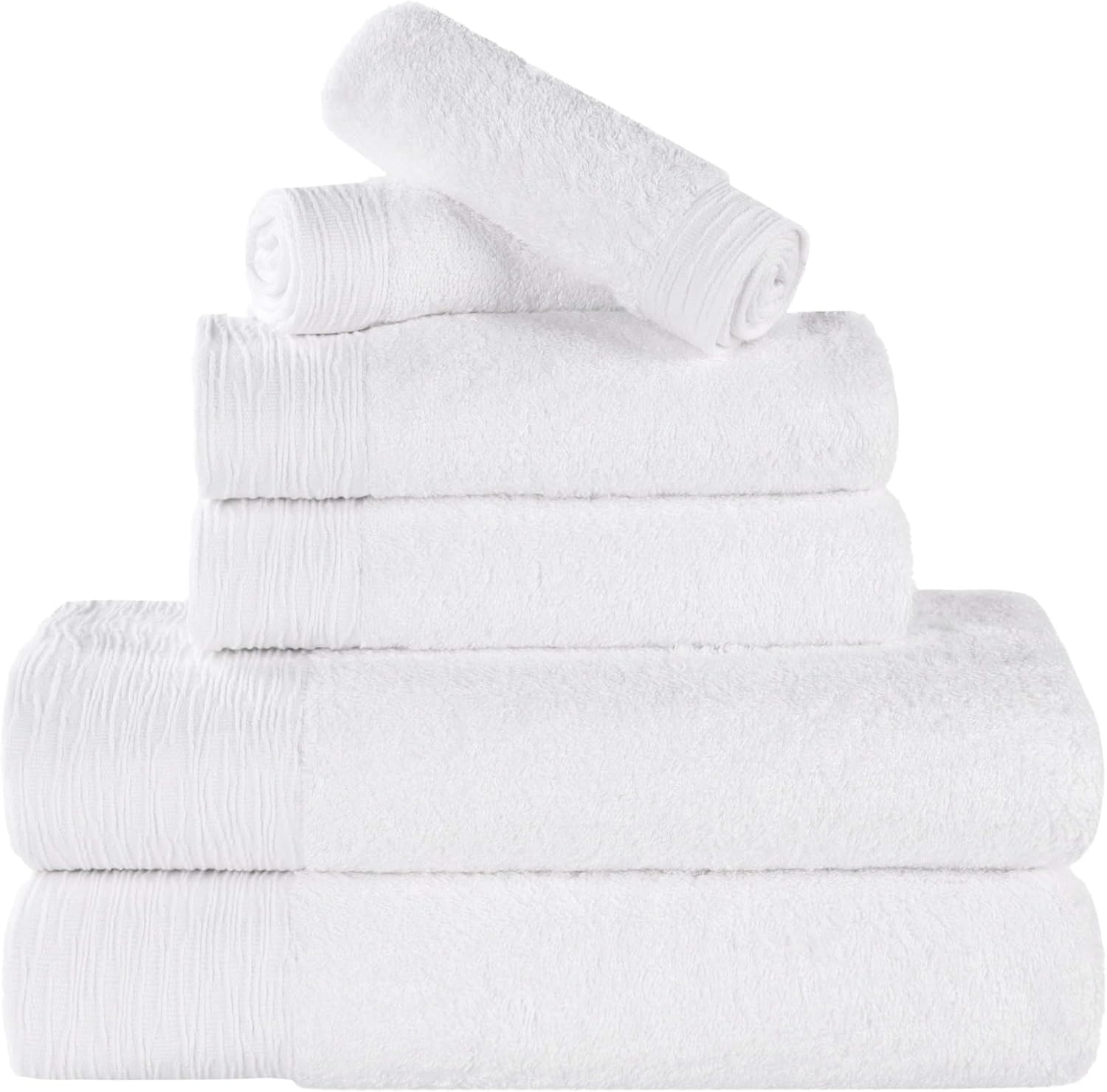 Superior Rayon from Bamboo Soft Modern 6-Piece Towel Set, White