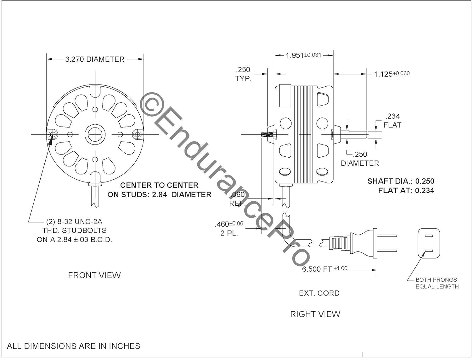 Endurance Pro 3.3 Inch Diameter Vent Fan Motor Direct Replacement for Nutone/Broan 40933, 86933, 8693000, JA2B104N