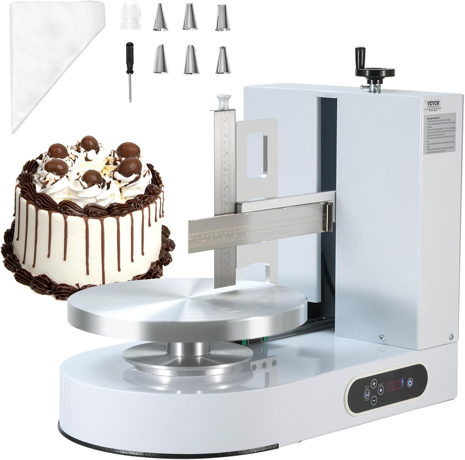 White Stainless Steel Cake Decorating Machine with Adjustable Turntable