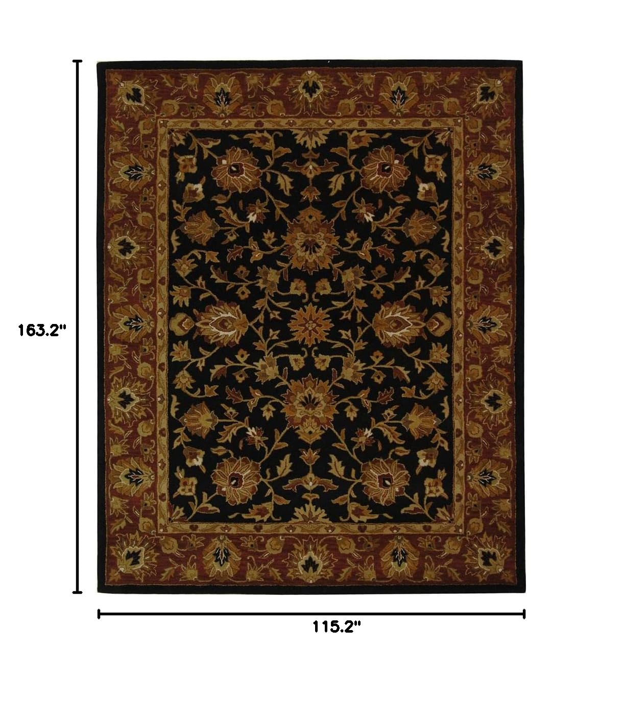 SAFAVIEH Heritage Lancaster Traditional Wool Area Rug, Black/Red, 9'6" x 13'6"
