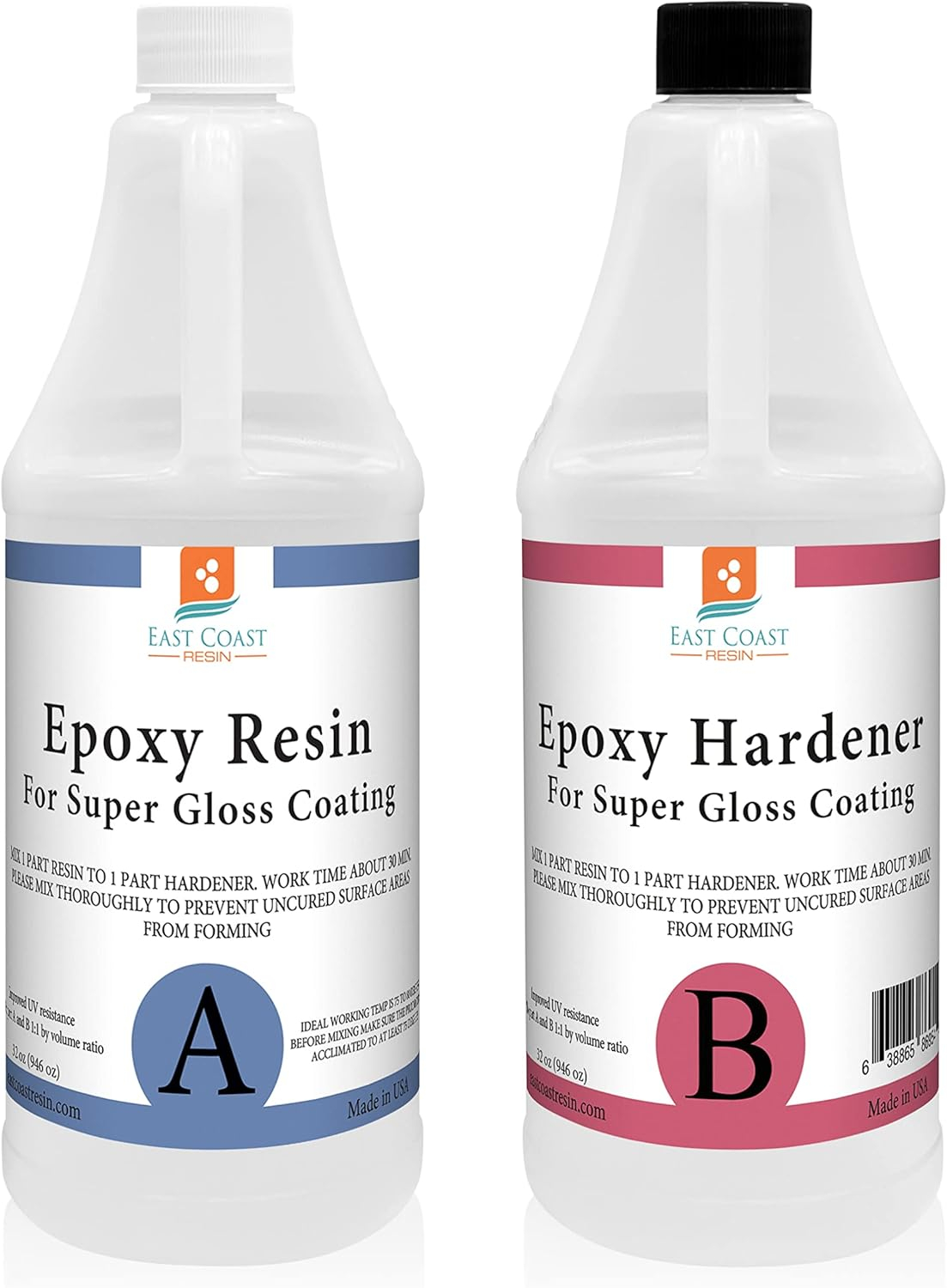 East Coast Resin Epoxy 64 Oz Kit. for Super Gloss Coating and Tabletops