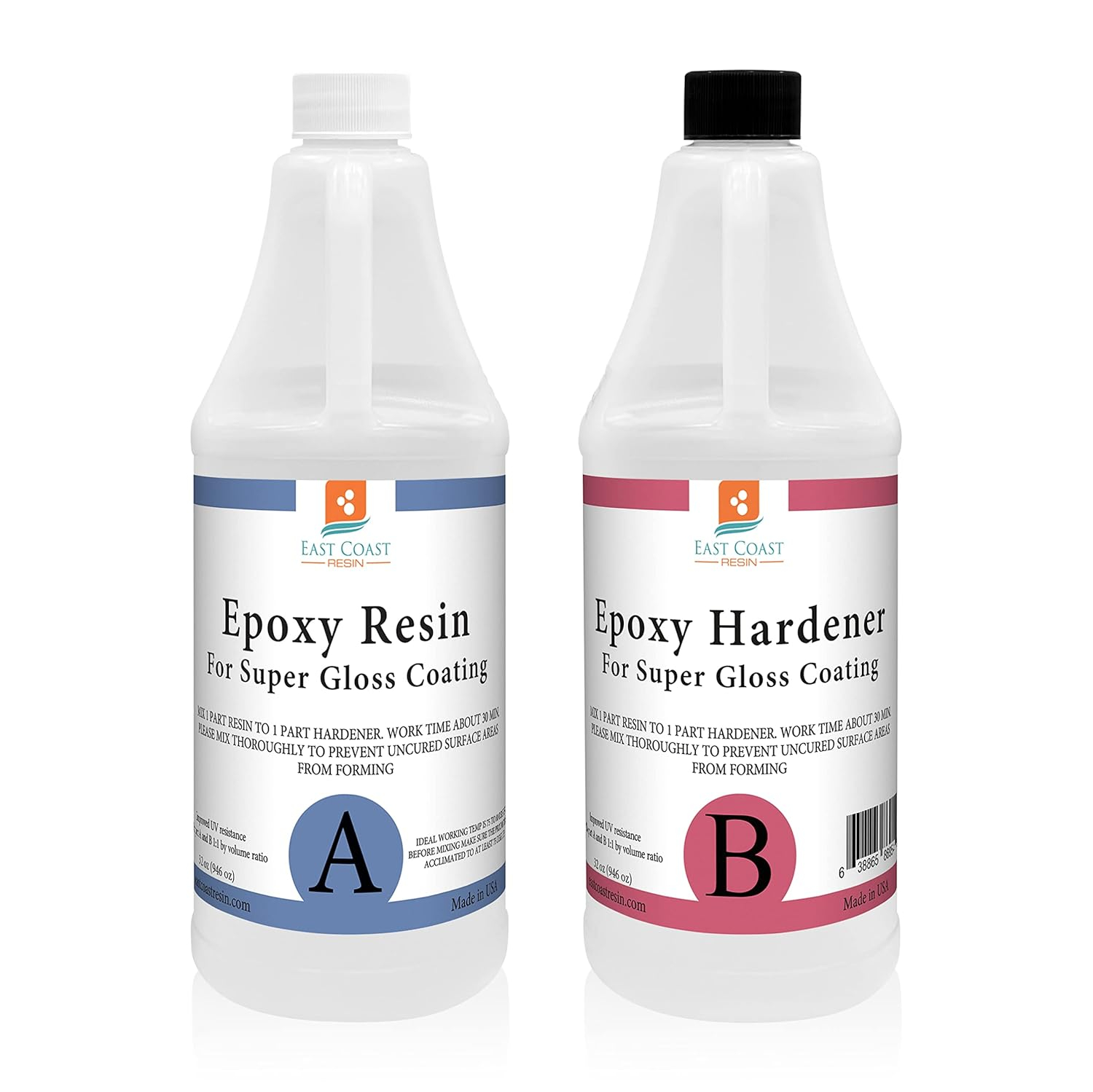 East Coast Resin Epoxy 64 Oz Kit. for Super Gloss Coating and Tabletops