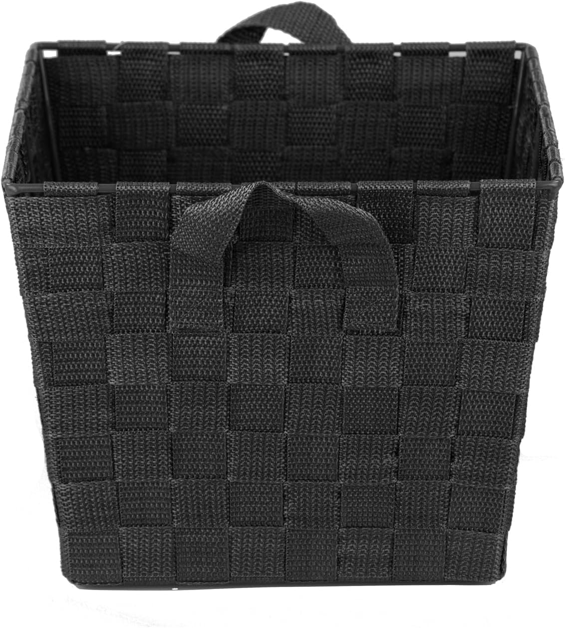 Home Basics Medium Polyester Woven Strap Open Bin, Black