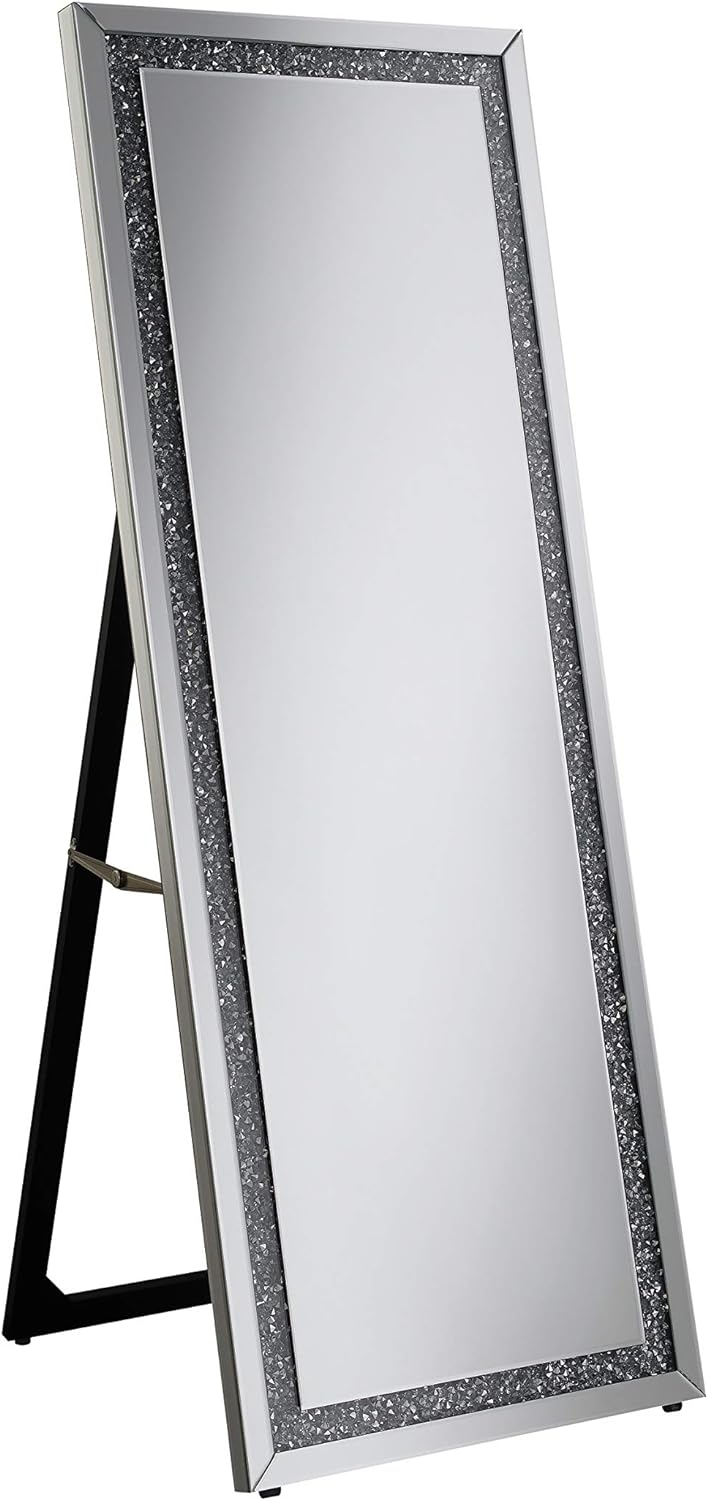 Rectangular Cheval Floor Mirror Silver