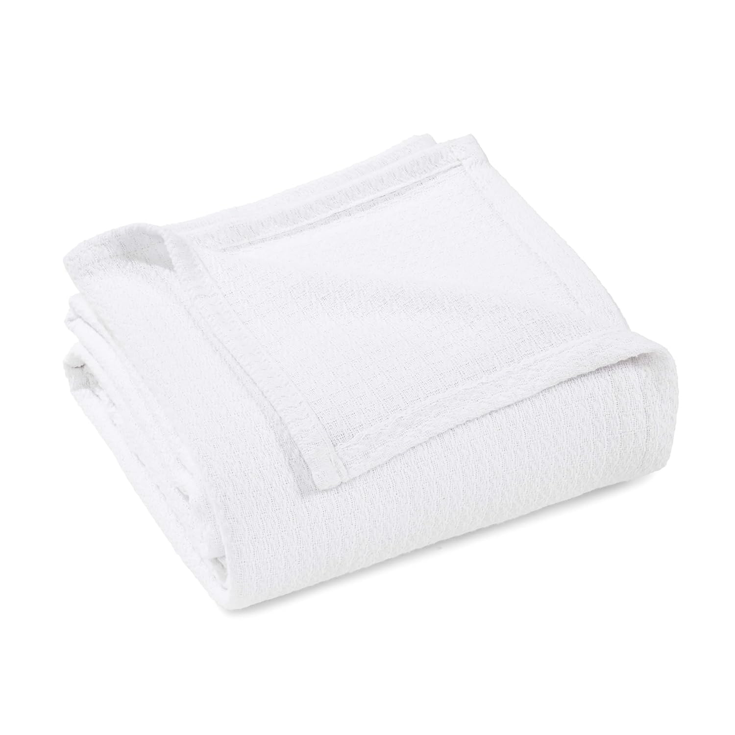 Superior Waffle Weave Knit Cotton Blanket, King, White
