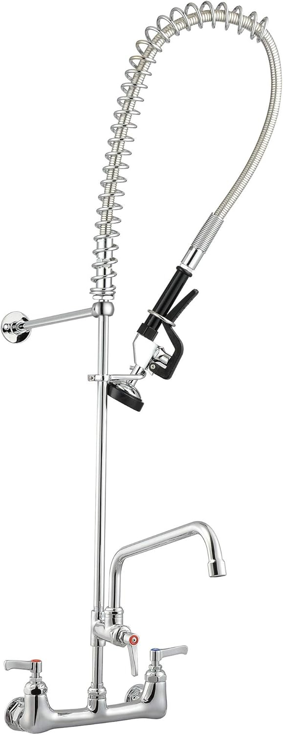 Aquaterior 44" Commercial Pre-Rinse Kitchen Faucet 12" Add-on Spout Wall Mount CUPC NSF CEC