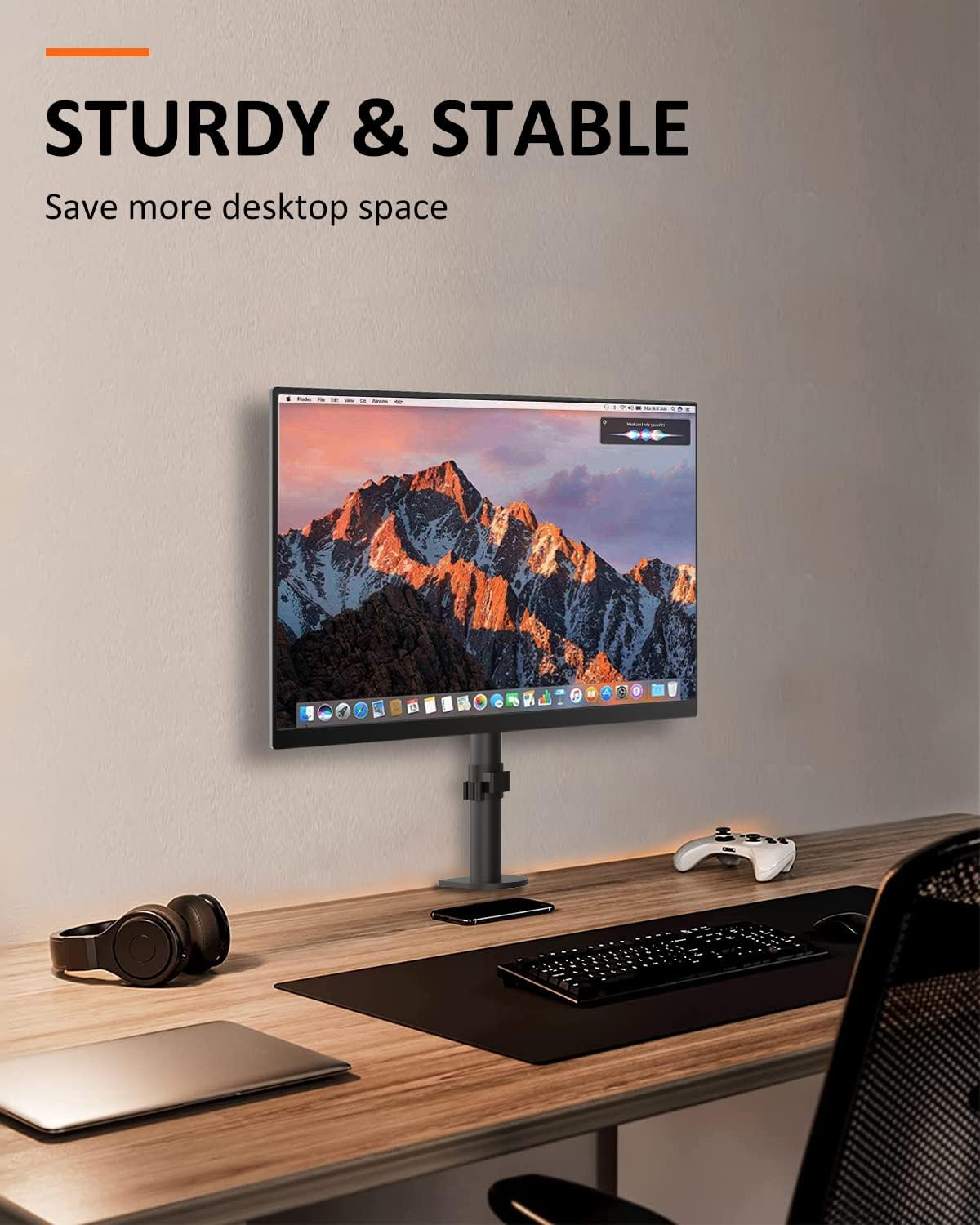 suptek Single Monitor Desk Mount for Most 13" to 32" Monitor Screens up to 22lbs, LCD LED Monitor Mount for 1 / One Monitor Adjustable Height and Angle Monitor Stand (MD9401)