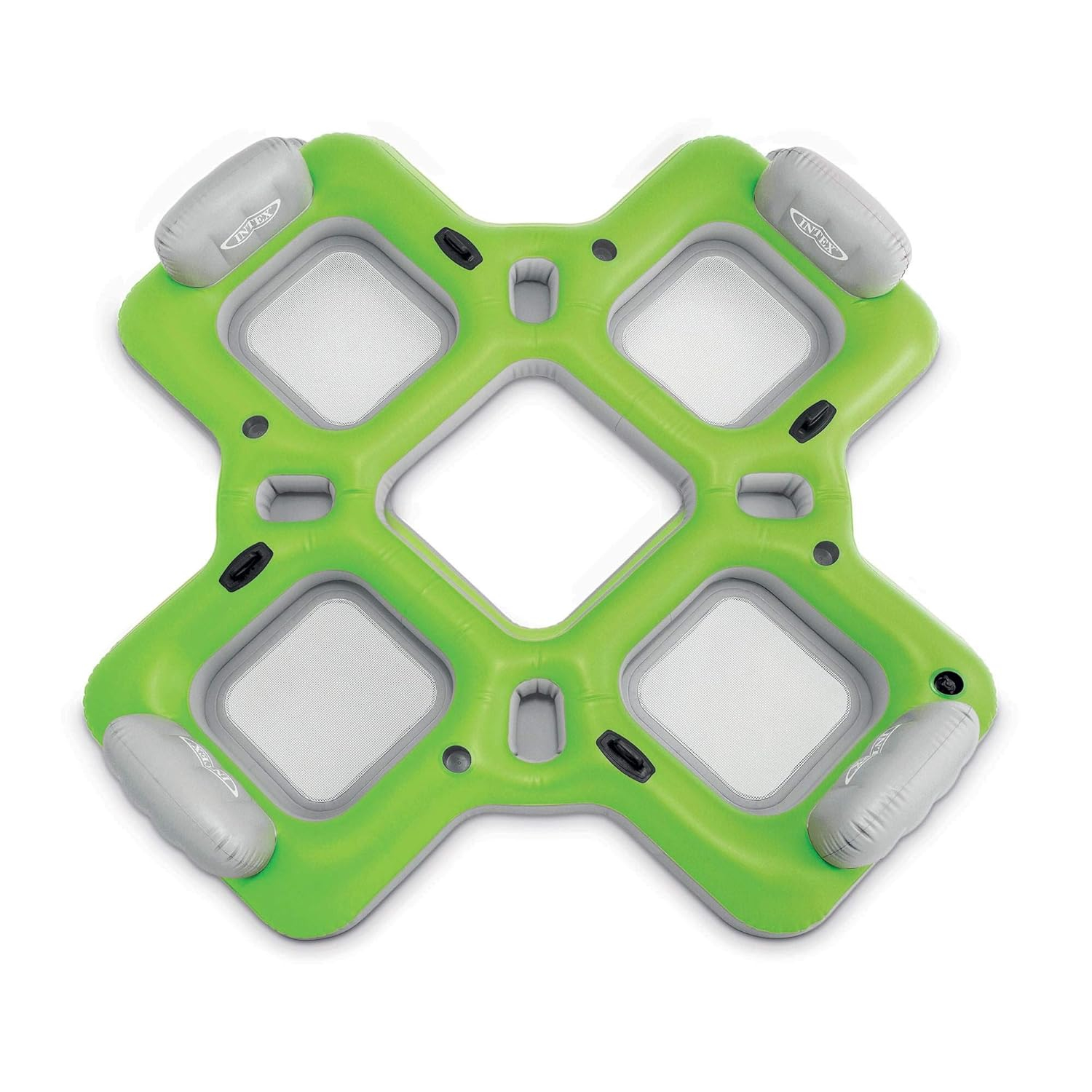 Intex Lounge Island Inflatable 4 Seat PVC Pool Raft Green 110 x 110 x 19 inches